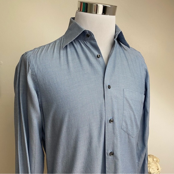 Hugo Boss Geometric Checkered Cutaway Collar Button Up Shirt - Picture 5 of 12